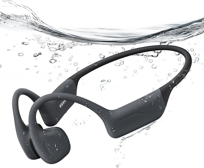 Hostena Full-Coverage Liquid Silicone Swimming Headphones, IP68 Waterproof Underwater Headphones, Bluetooth 6.0&MP3 with 32GB Memory Card, Soft/Skin-Comfortable Open Ear Bone Conduction Swim Earbuds(Black) - Image 1